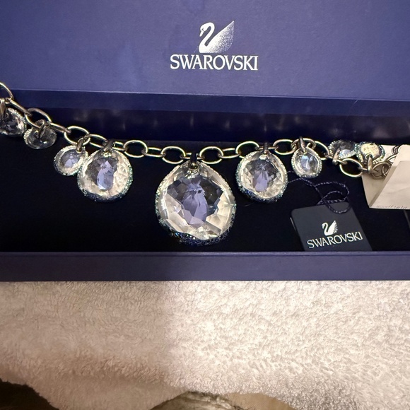 Swarovski Crystal Statement Necklace – Silver Tone – Large Oval Drops - Picture 1 of 1